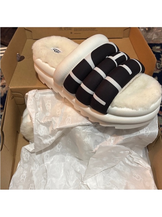 UGG Black and White Platform Slides main image 2